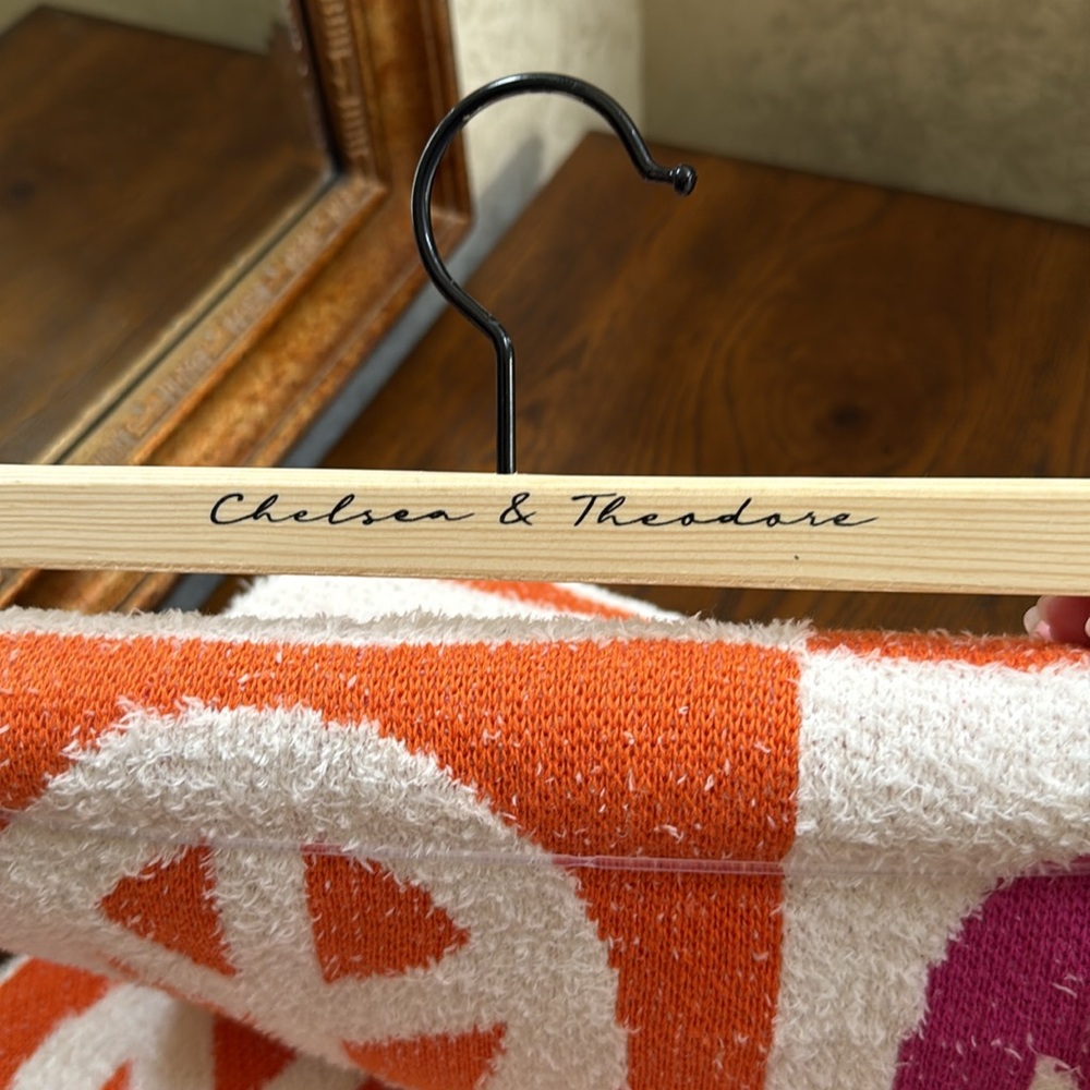 Chelsea & Theodore Peace Symbol & Flower Decrative Throw. Orange Pink & White. - Picture 13 of 13